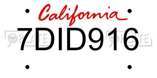 7DID916 California License Plate