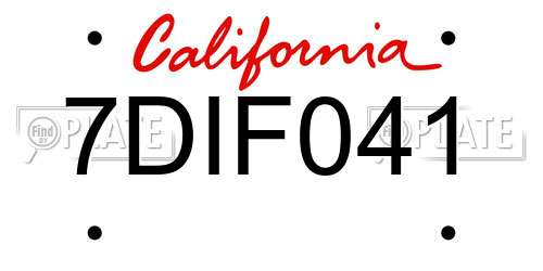 7DIF041 California License Plate