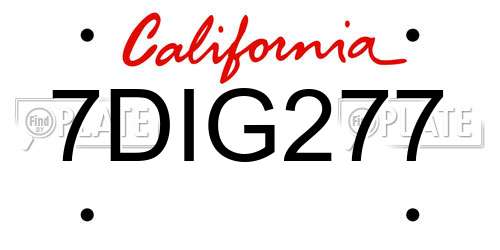 7DIG277 California License Plate