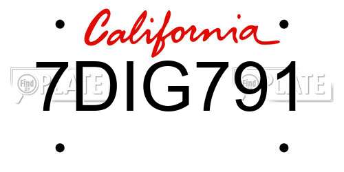 7DIG791 California License Plate