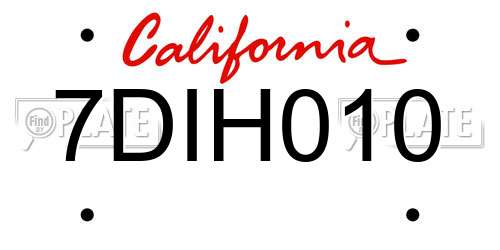 7DIH010 California License Plate