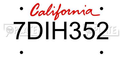 7DIH352 California License Plate