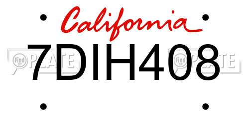 7DIH408 California License Plate