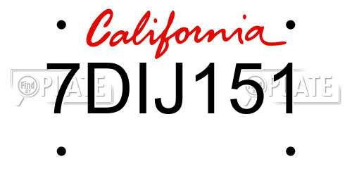 7DIJ151 California License Plate