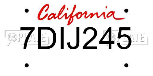 7DIJ245 California License Plate