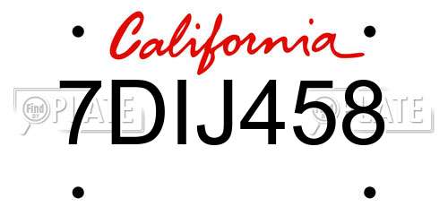 7DIJ458 California License Plate
