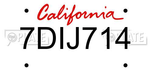 7DIJ714 California License Plate