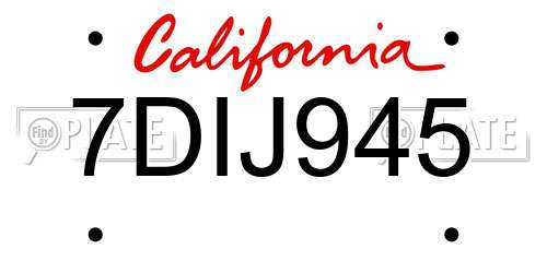 7DIJ945 California License Plate