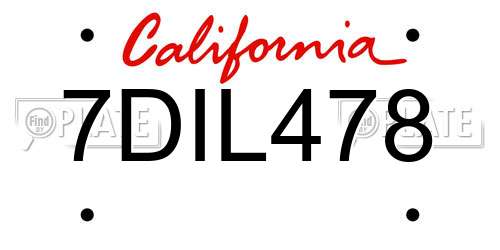 7DIL478 California License Plate