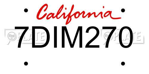 7DIM270 California License Plate