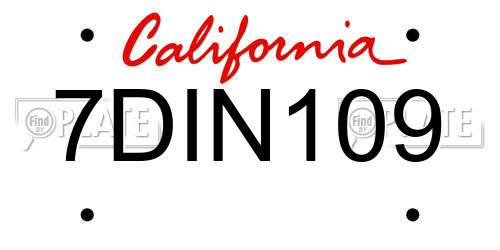 7DIN109 California License Plate