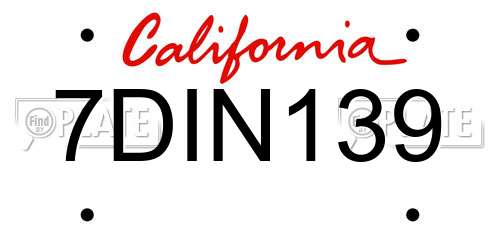 7DIN139 California License Plate