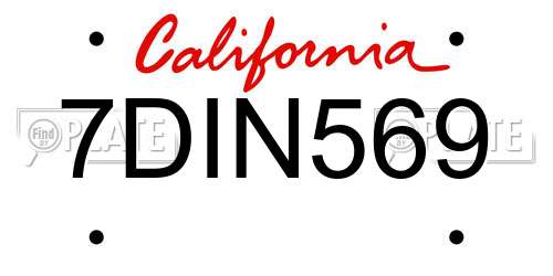 7DIN569 California License Plate