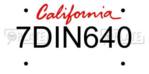 7DIN640 California License Plate