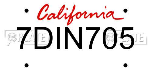 7DIN705 California License Plate