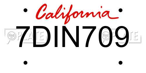 7DIN709 California License Plate