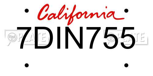 7DIN755 California License Plate