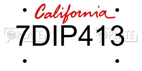 7DIP413 California License Plate