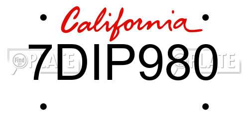 7DIP980 California License Plate