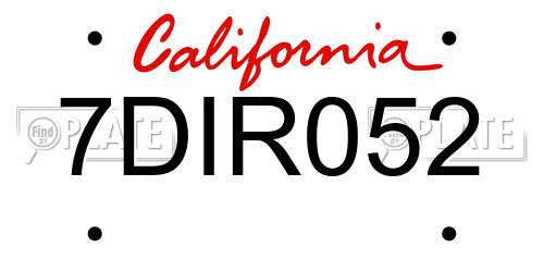 7DIR052 California License Plate