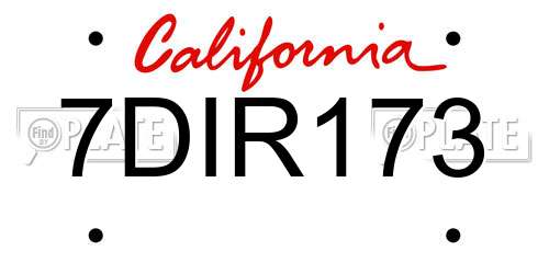 7DIR173 California License Plate