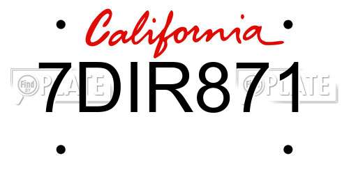 7DIR871 California License Plate