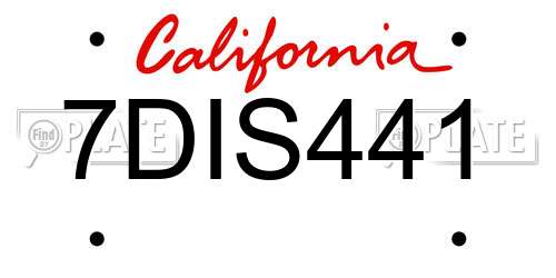 7DIS441 California License Plate