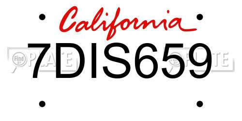 7DIS659 California License Plate