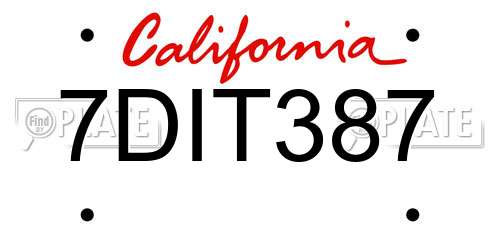 7DIT387 California License Plate