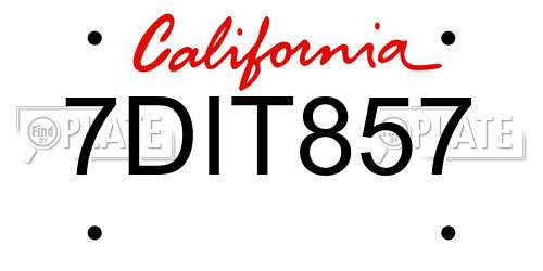 7DIT857 California License Plate