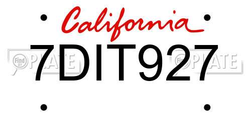 7DIT927 California License Plate