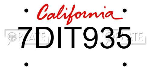 7DIT935 California License Plate