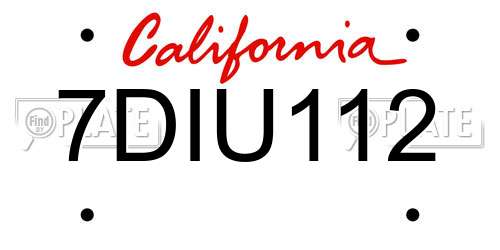 7DIU112 California License Plate