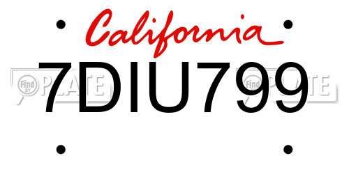 7DIU799 California License Plate