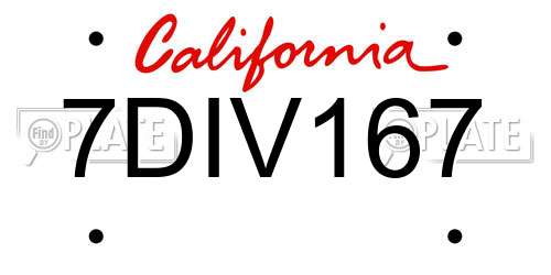 7DIV167 California License Plate