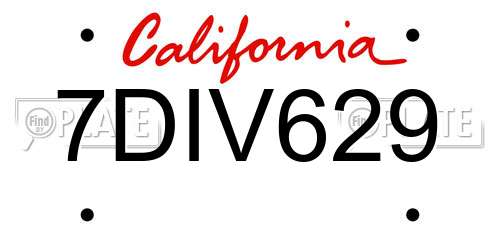 7DIV629 California License Plate