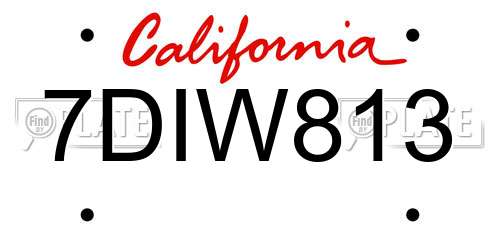 7DIW813 California License Plate