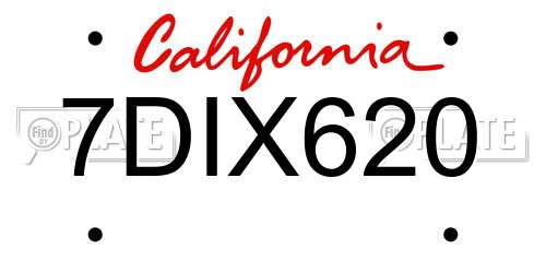 7DIX620 California License Plate