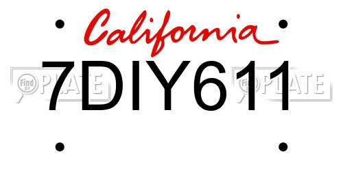 7DIY611 California License Plate