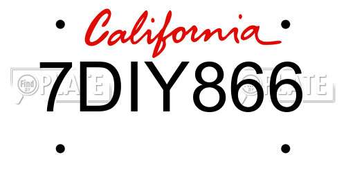 7DIY866 California License Plate