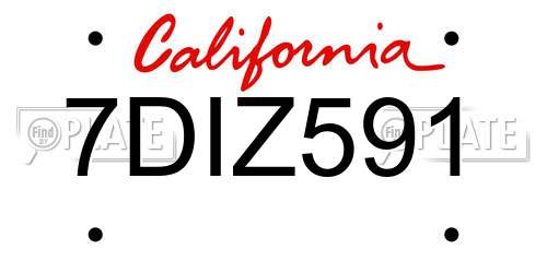 7DIZ591 California License Plate
