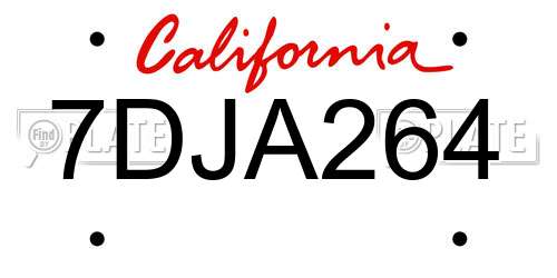 7DJA264 California License Plate
