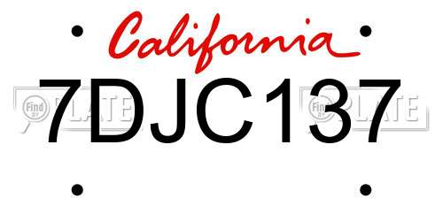 7DJC137 California License Plate