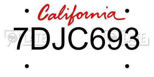 7DJC693 California License Plate