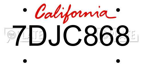 7DJC868 California License Plate