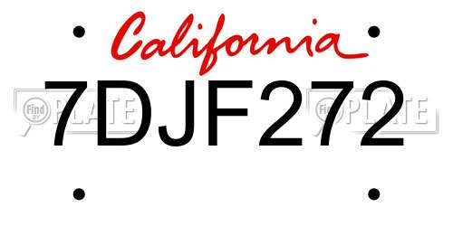 7DJF272 California License Plate