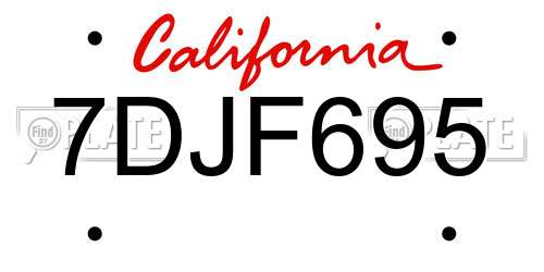 7DJF695 California License Plate