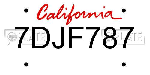 7DJF787 California License Plate