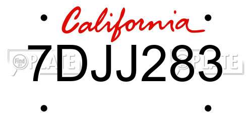 7DJJ283 California License Plate