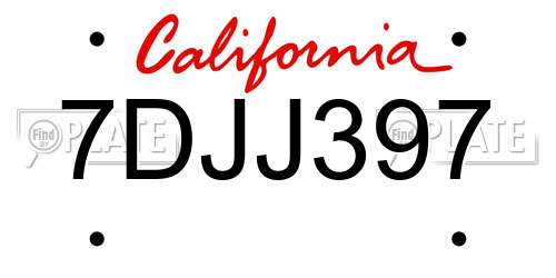 7DJJ397 California License Plate